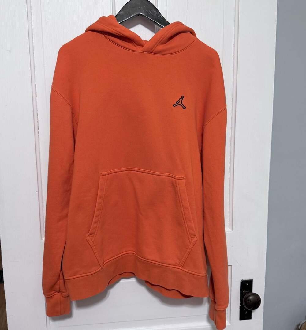 Jordan Jumpman Essentials Fleece Pullover Hoodie Orange Men's Medium